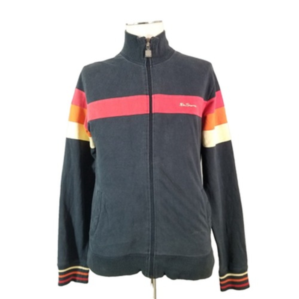 Ben Sherman track jacket sweater women's large Blue retro cotton preppy